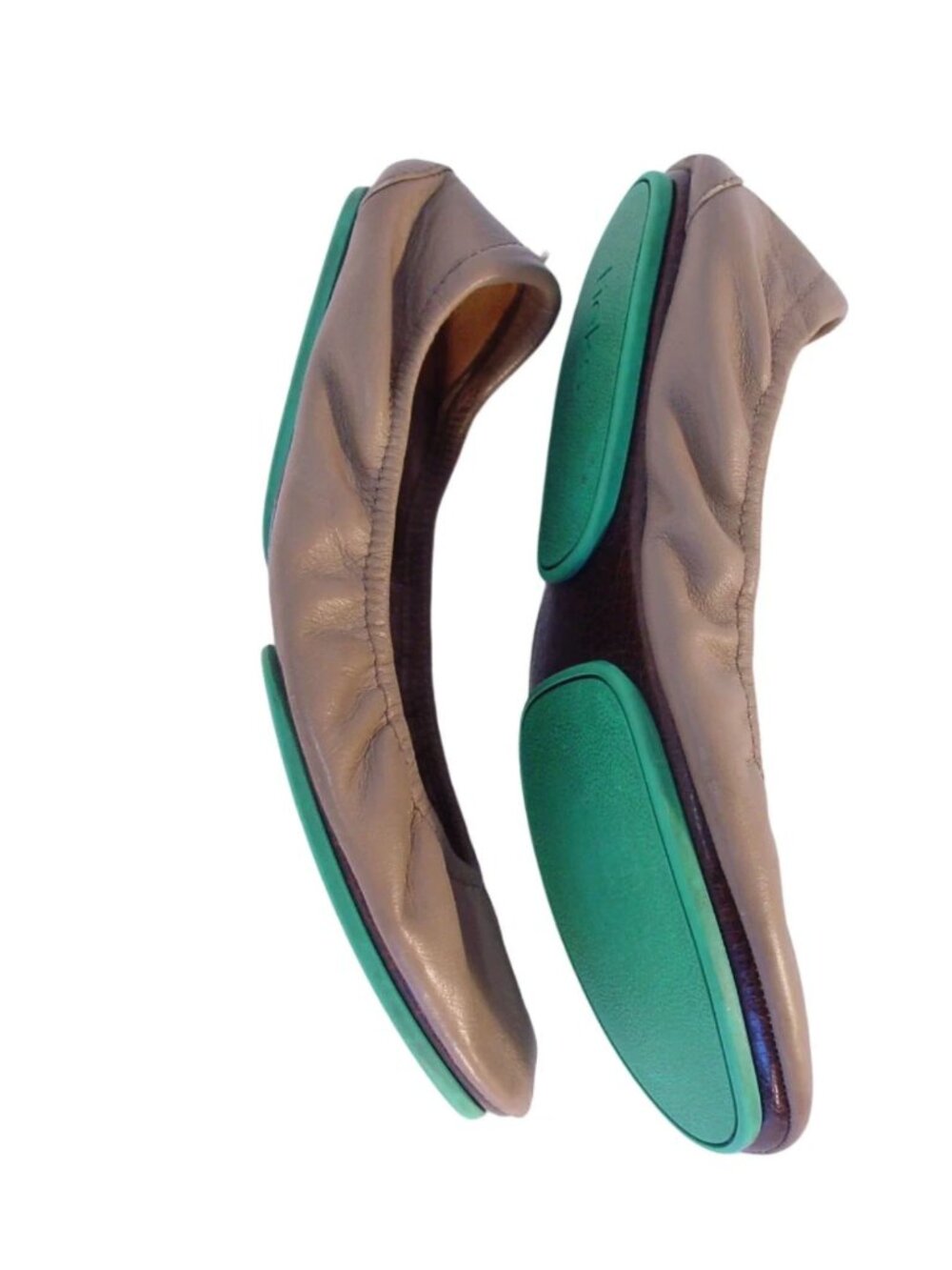 TIEKS $210 Taupe Leather Ballerina Ballet Flats Foldable Shoes 7 - Picture 2 of 6